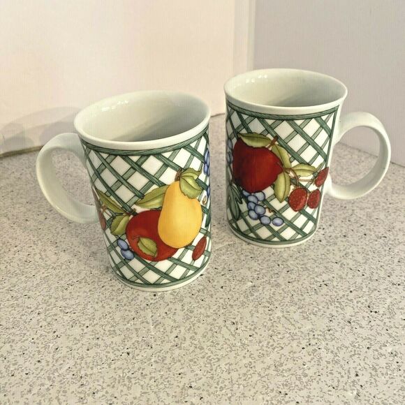 Dansk International Designs Nordic Fruit Dinnerware Tea Cups Coffee Mugs Pair - Picture 2 of 6